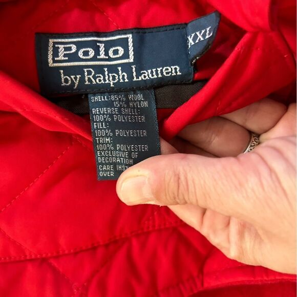 Polo Ralph lauren red reversible wool quilted vest XXL Rare Vtg winter - Picture 7 of 7